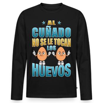 Der Schwager rührt seine Eier nicht an - Männer Premium Bio Langarmshirt - Schwarz - Vorne - Nico (187cm)