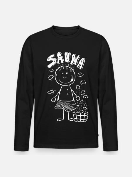 Dampf Sauna Strichmännchen - Männer Premium Bio Langarmshirt - Schwarz
