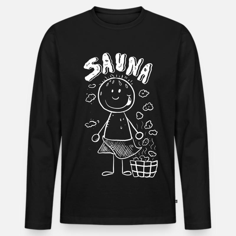 Dampf Sauna Strichmännchen - Männer Premium Bio Langarmshirt - Schwarz