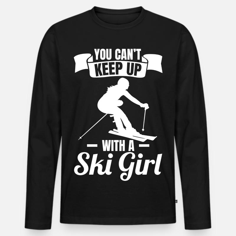 Ski Mädchen - Männer Premium Bio Langarmshirt - Schwarz