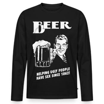 Bierheld Retrohumor Shirt - Männer Premium Bio Langarmshirt - Schwarz - Vorne - Nico (187cm)