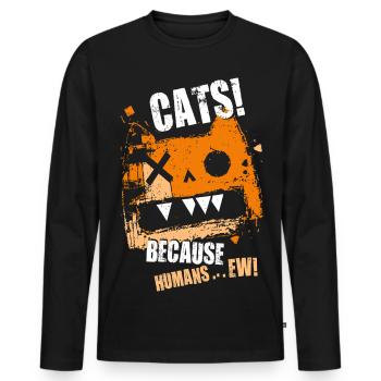 cat_cats_pussycat_pet - Männer Premium Bio Langarmshirt - Schwarz - Vorne - Nico (187cm)
