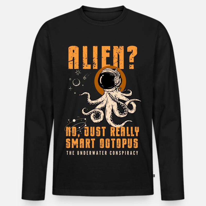 Außerirdischer? Nein, nur Smart Octopus - Männer Premium Bio Langarmshirt - Schwarz
