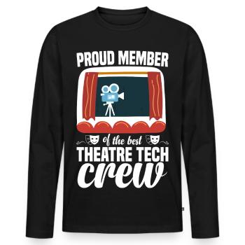 Technicien théâtral, machiniste de scène, passionné de théâtre - T-shirt manches longues Premium bio Homme - noir - Devant - Nico (187cm)