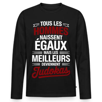 All men are born equal, but the best - Men's Premium Organic Long Sleeve Shirt - black - Front - Nico (187cm)