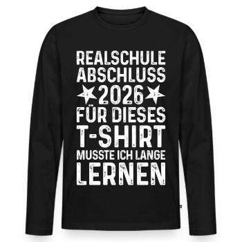 Graduation 2026 Realschule T-Shirt - Men's Premium Organic Long Sleeve Shirt - black - Front - Nico (187cm)