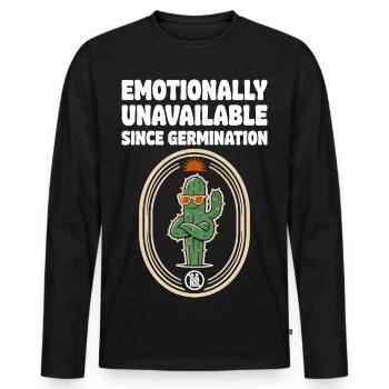 Humour de cactus émotionnellement indisponible - T-shirt manches longues Premium bio Homme - noir - Devant - Nico (187cm)