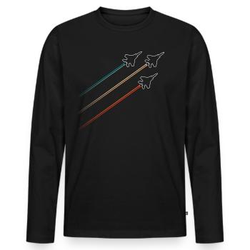 Squadron fighter jets vintage contrails - Men's Premium Organic Long Sleeve Shirt - black - Front - Nico (187cm)