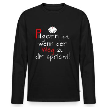 Pilgern ist - Jakobsweg Santiago Pilger Jakobus - Männer Premium Bio Langarmshirt - Schwarz - Vorne - Nico (187cm)