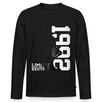 ÉDITION LIMITÉE 34E ANNIVERSAIRE 1992 - T-shirt manches longues Premium bio Homme - noir - Devant - Nico (187cm)