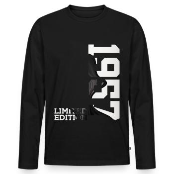 ÉDITION LIMITÉE 69E ANNIVERSAIRE 1957 - T-shirt manches longues Premium bio Homme - noir - Devant - Nico (187cm)