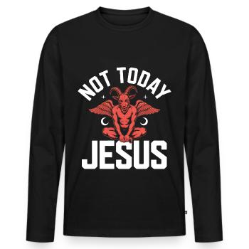 Not Jesus today! Satanist Atheist Goth Aesthetic - Men's Premium Organic Long Sleeve Shirt - black - Front - Nico (187cm)