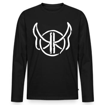 KoboldKroniken Logo In Weiß - Männer Premium Bio Langarmshirt - Schwarz - Vorne - Nico (187cm)