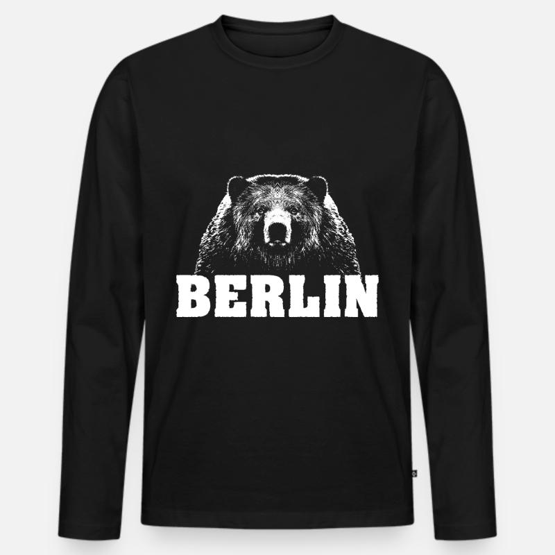 Berlin Bär - Männer Premium Bio Langarmshirt - Schwarz