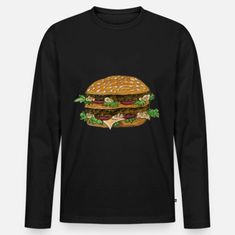 Hamburger - Burger - Cheeseburger - Männer Premium Bio Langarmshirt - Schwarz