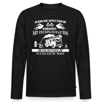 Feuerwehr - Männer Premium Bio Langarmshirt - Schwarz - Vorne - Nico (187cm)