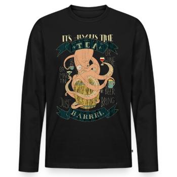 Vintage Kraken - Männer Premium Bio Langarmshirt - Schwarz - Vorne - Nico (187cm)