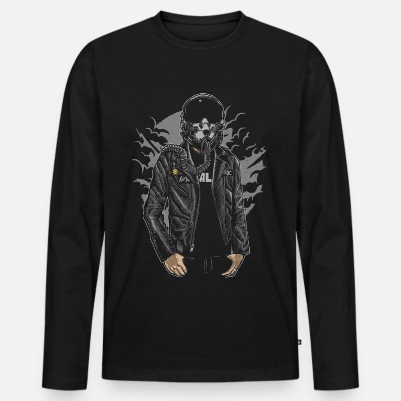 Sky Fighter - Männer Premium Bio Langarmshirt - Schwarz