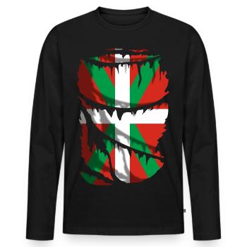 Flag of Euskadi broken. Ikurriña - Men's Premium Organic Long Sleeve Shirt - black - Front - Nico (187cm)