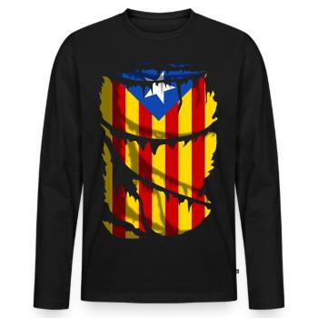 Drapeau de l’indépendance de la Catalogne. L’estelada - T-shirt manches longues Premium bio Homme - noir - Devant - Nico (187cm)
