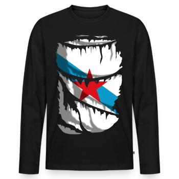 Drapeau de l’indépendance de la Galice - T-shirt manches longues Premium bio Homme - noir - Devant - Nico (187cm)