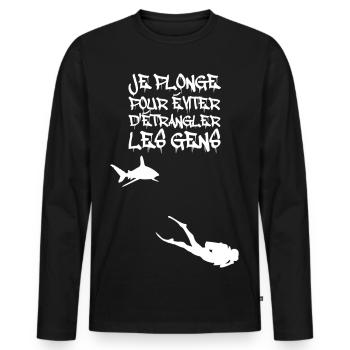 Je plonge pour éviter d'étrangler - T-shirt manches longues Premium bio Homme - noir - Devant - Nico (187cm)