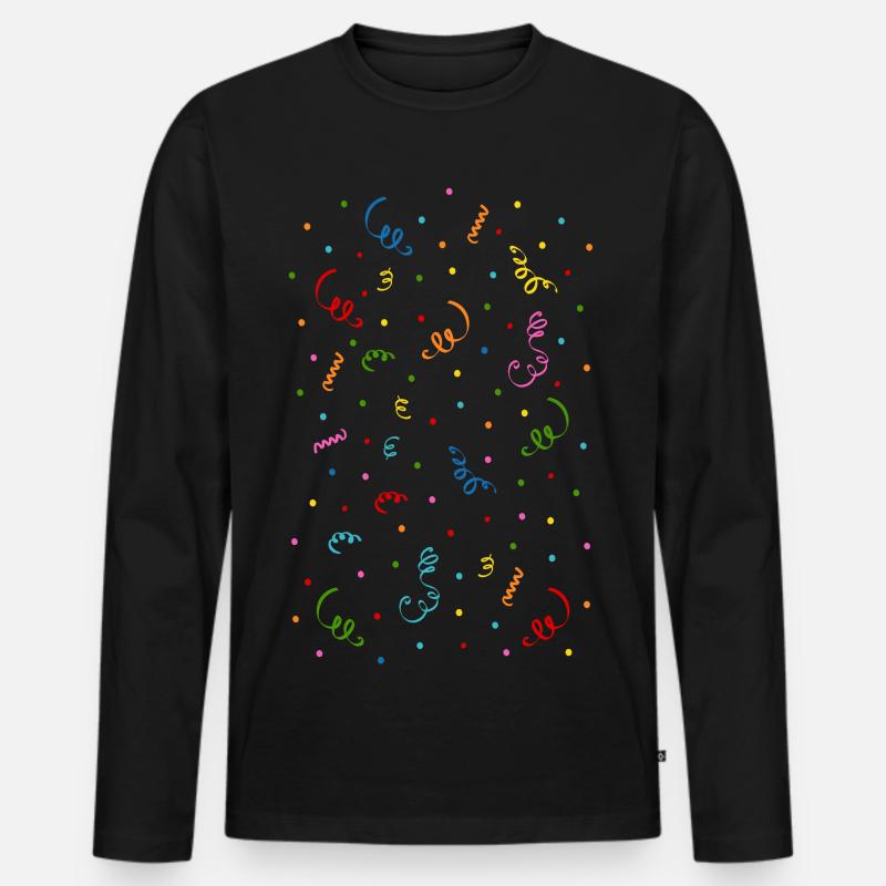 Konfetti Luftschlangen  - Männer Premium Bio Langarmshirt - Schwarz