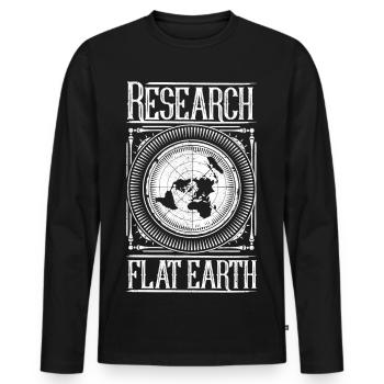 Flache Erde - Research Flat Earth - Männer Premium Bio Langarmshirt - Schwarz - Vorne - Nico (187cm)