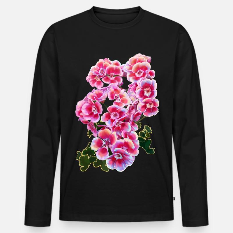 Blume - Männer Premium Bio Langarmshirt - Schwarz