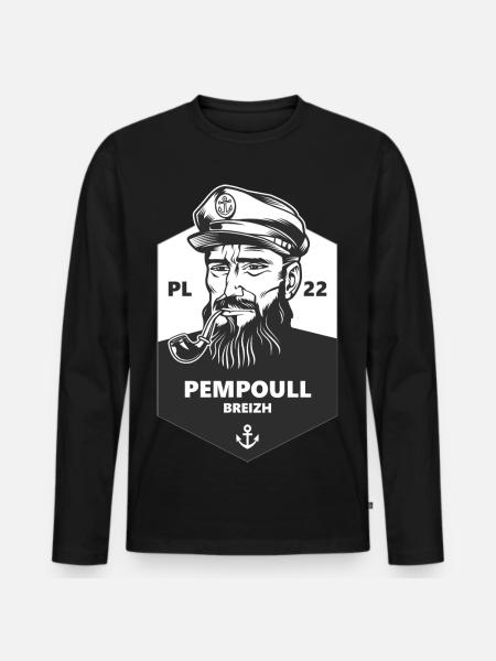 Marin PL 22 Pempoull Breizh - Premium økologisk langærmet T-shirt til mænd - sort