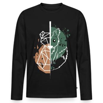 Fox vs origami white drawing - Men's Premium Organic Long Sleeve Shirt - black - Front - Nico (187cm)