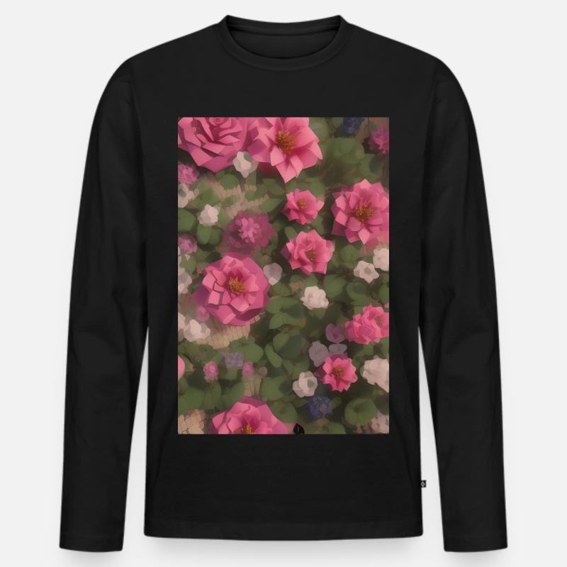 Blumen Kunst - Männer Premium Bio Langarmshirt - Schwarz