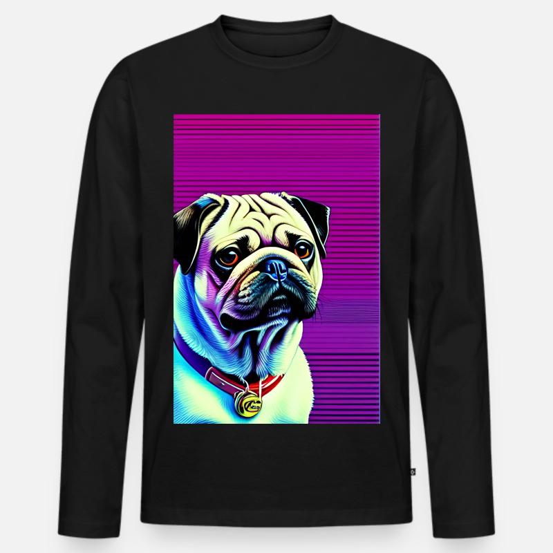 Mops Hund - Männer Premium Bio Langarmshirt - Schwarz