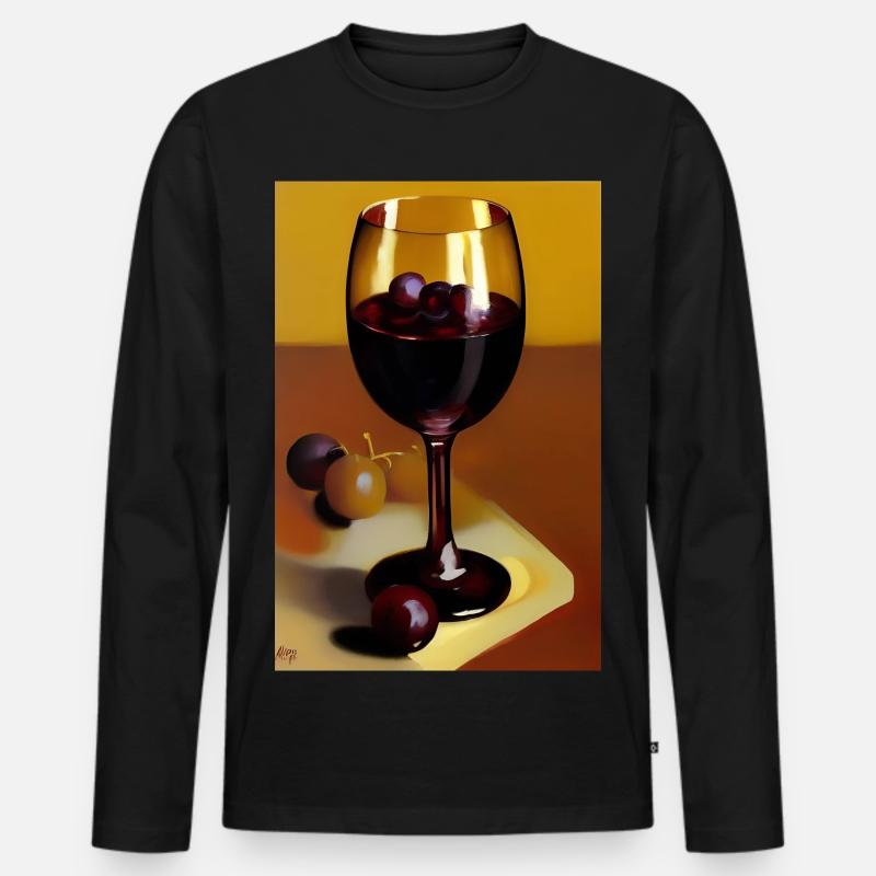 Wein Trinker - Männer Premium Bio Langarmshirt - Schwarz
