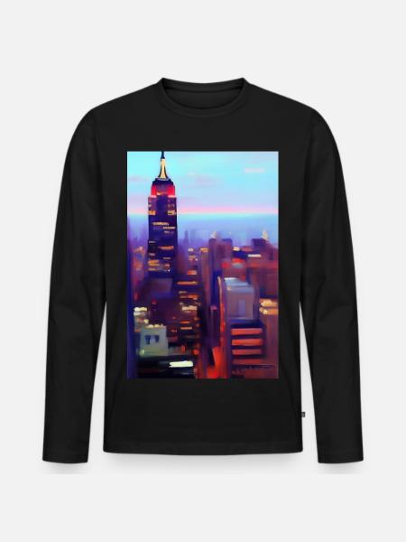 New York City Skyline - Men's Premium Organic Long Sleeve Shirt - black