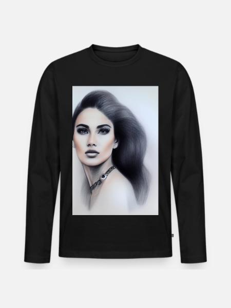 Frau mit Schmuck - Männer Premium Bio Langarmshirt - Schwarz