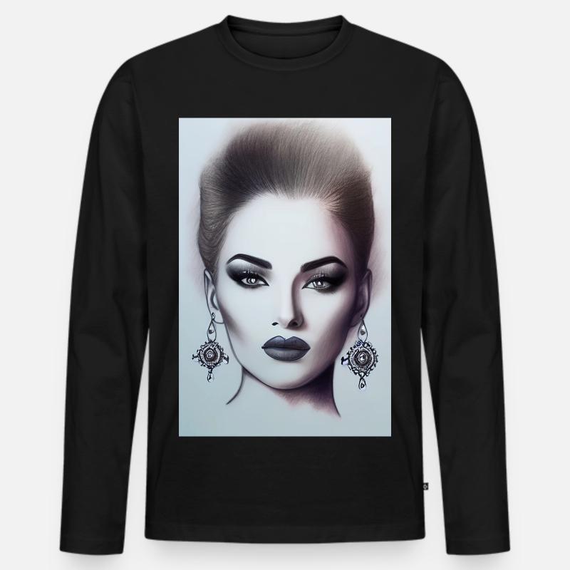 Frau mit Schmuck - Männer Premium Bio Langarmshirt - Schwarz
