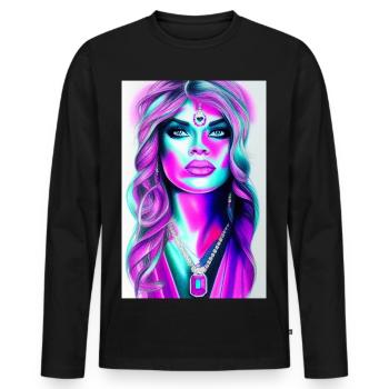 Femme avec des bijoux - T-shirt manches longues Premium bio Homme - noir - Devant - Nico (187cm)