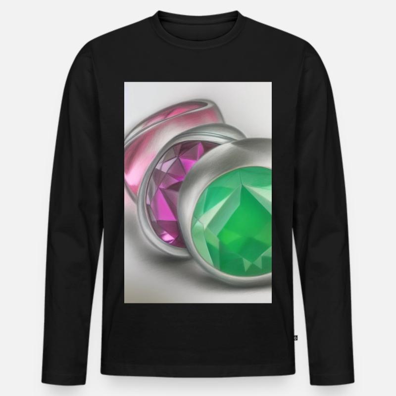 Edelsteine - Männer Premium Bio Langarmshirt - Schwarz