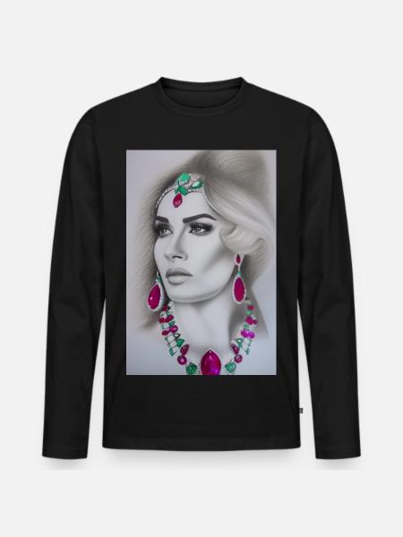 Kvinde med smykker - Premium økologisk langærmet T-shirt til mænd - sort