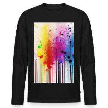 Farbspritzer und Linien - Männer Premium Bio Langarmshirt - Schwarz - Vorne - Nico (187cm)