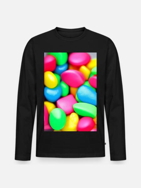 Bunte Bonbons - Männer Premium Bio Langarmshirt - Schwarz