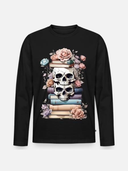 Stacks of books - Men's Premium Organic Long Sleeve Shirt - black