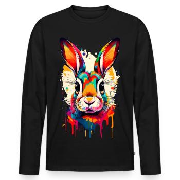 Hare Colorful - Hare Multicolored - Leporidae Rabbit - Men's Premium Organic Long Sleeve Shirt - black - Front - Nico (187cm)