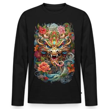 Drache - Männer Premium Bio Langarmshirt - Schwarz - Vorne - Nico (187cm)