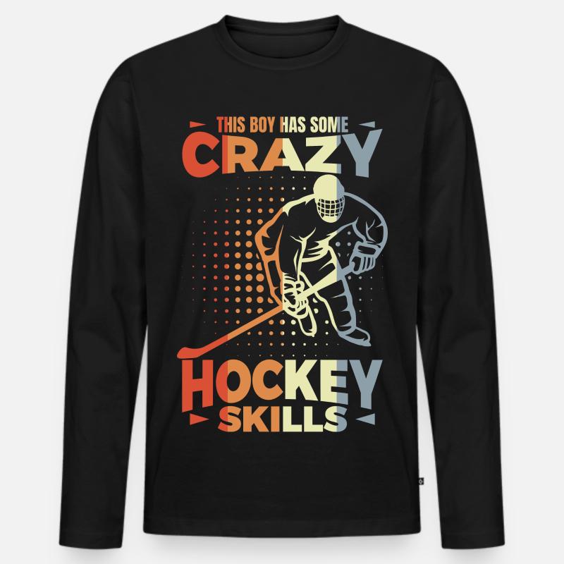 Kleiner Eishockeyspieler - Männer Premium Bio Langarmshirt - Schwarz