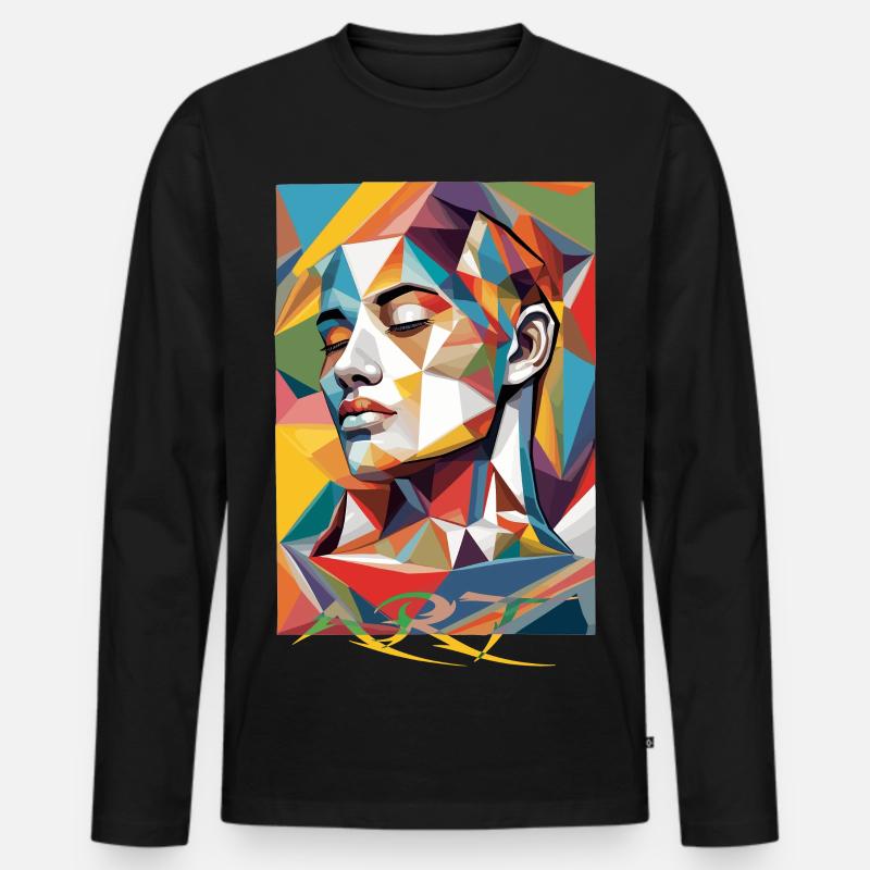 Moderne Gesichts Kunst - Männer Premium Bio Langarmshirt - Schwarz