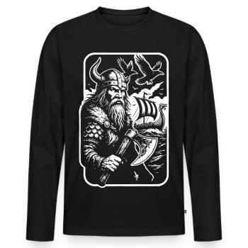 Guerriers runiques du Nord - T-shirt manches longues Premium bio Homme - noir - Devant - Nico (187cm)