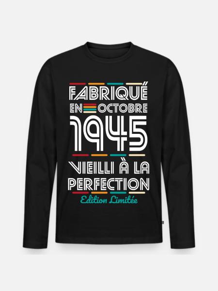 80th Anniversary - Made in October 1945 - Men's Premium Organic Long Sleeve Shirt - black