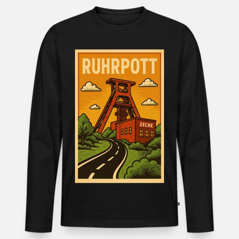 Ruhrpott - Männer Premium Bio Langarmshirt - Schwarz
